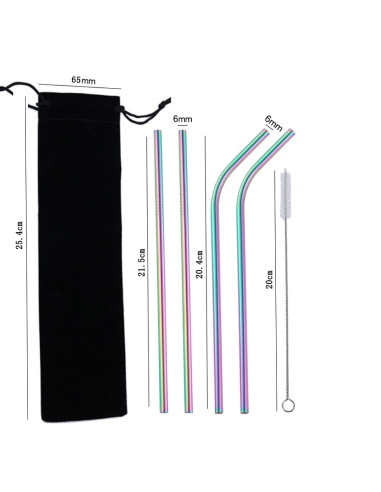 Kit 4 Canudos Aço Inoxidável