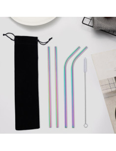 Kit 4 Canudos Aço Inoxidável