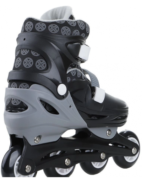 Patins Infantil 4 Rodas In Line com Kit Proteção Tamanho 32-35 Preto - brink+