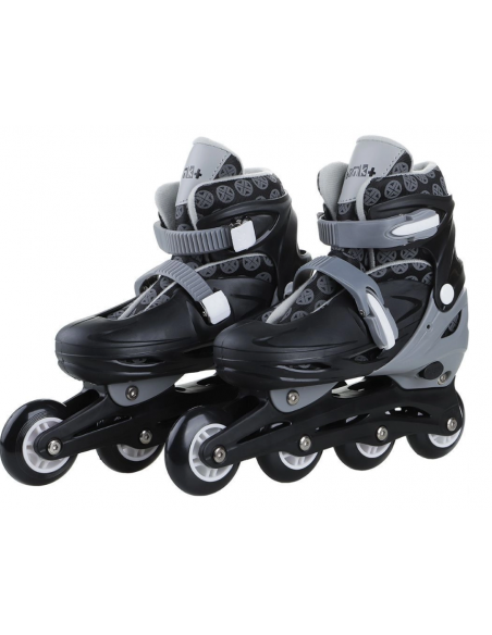 Patins Infantil 4 Rodas In Line com Kit Proteção Tamanho 32-35 Preto - brink+