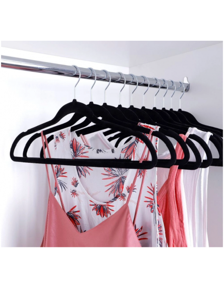 Conjunto de Cabides Aveludados Preto com 10 peças
